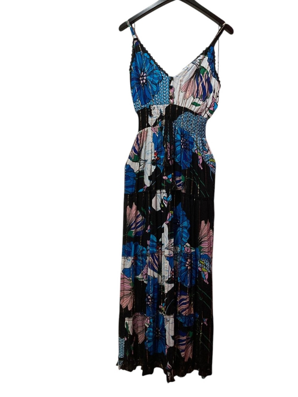 Me2Magic Women's Maxi Dress in Black with Multicolor Print